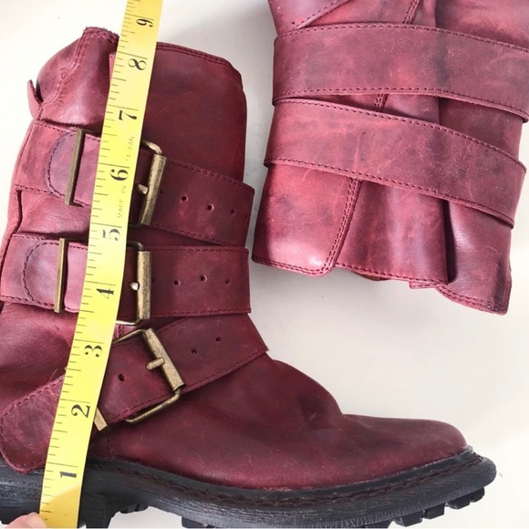 Jeffrey Campbell Trudge wine red maroon mid calf leather moto boots sz 6 - Picture 5 of 6